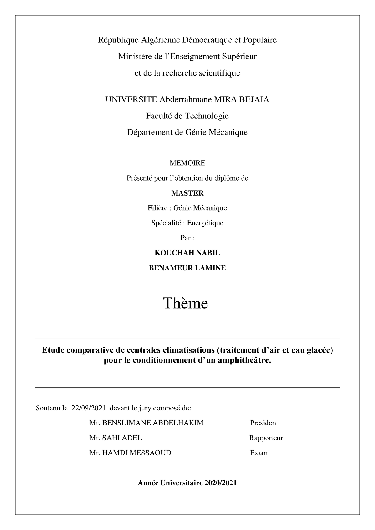 Etude Comparative De Centrales Climatisations (traitement D'air Et Eau ...