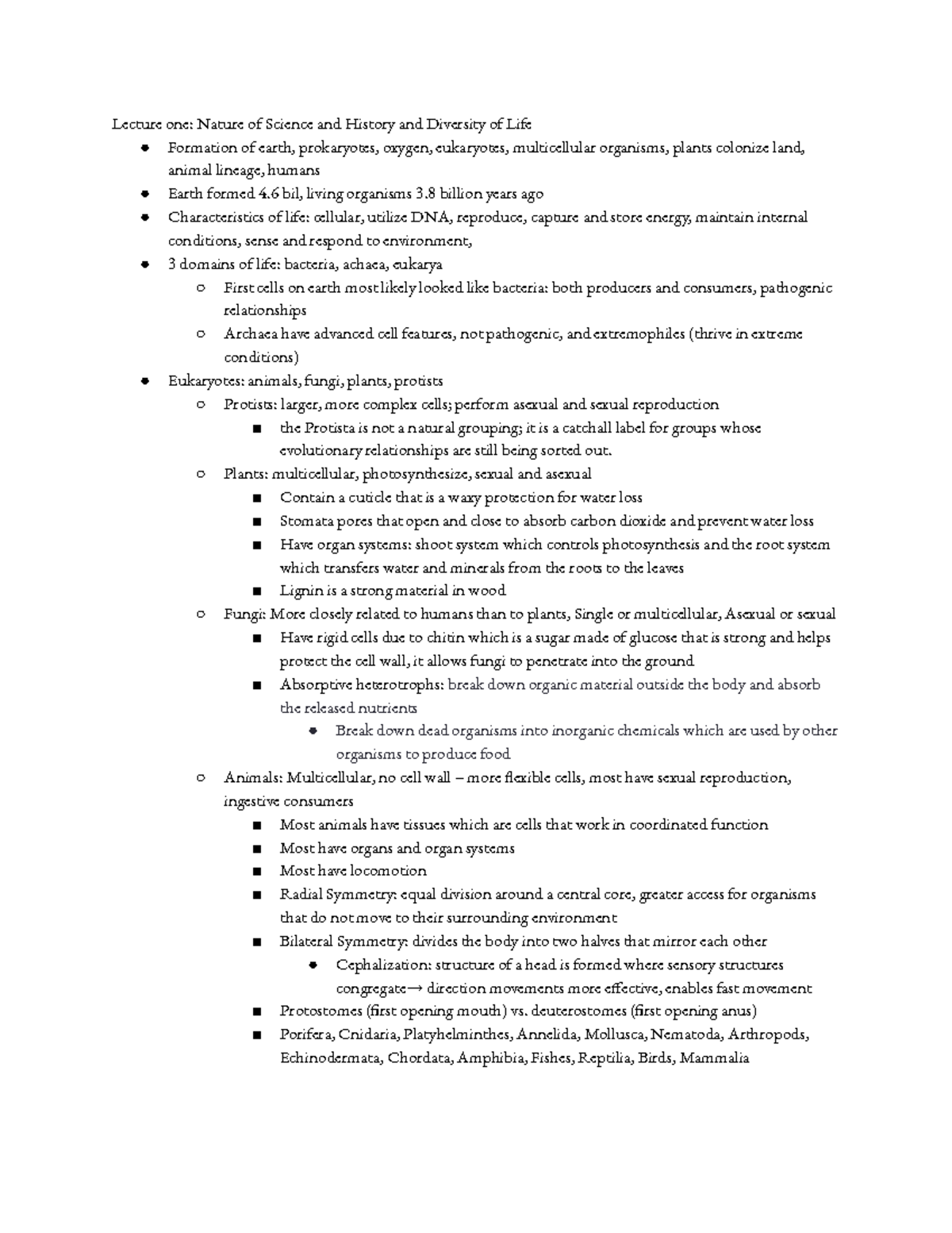 Ecology&Evolution Final Review Notes Lecture one Nature of Science