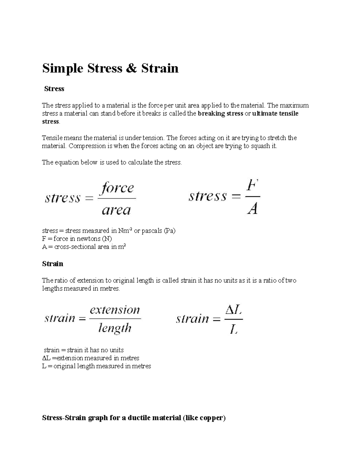 Stress and strain notes (Auto Recovered) - mece3/0 - WSU - Studocu
