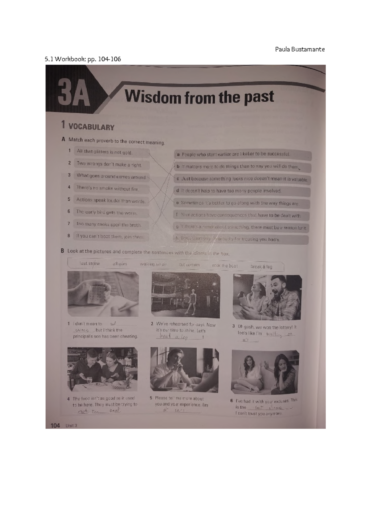 Homework 5 - Paula Bustamante 5 Workbook: pp. 104- 5 Writing: textbook ...