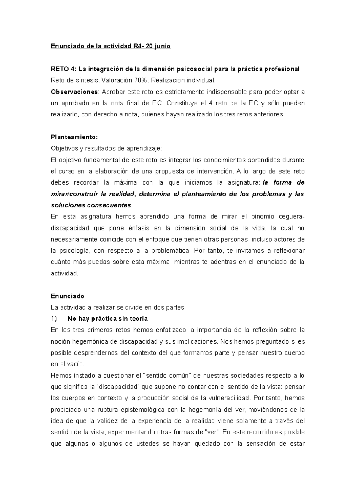Pec 4 - Enunciado de la actividad R4- 20 junio RETO 4: La integración ...