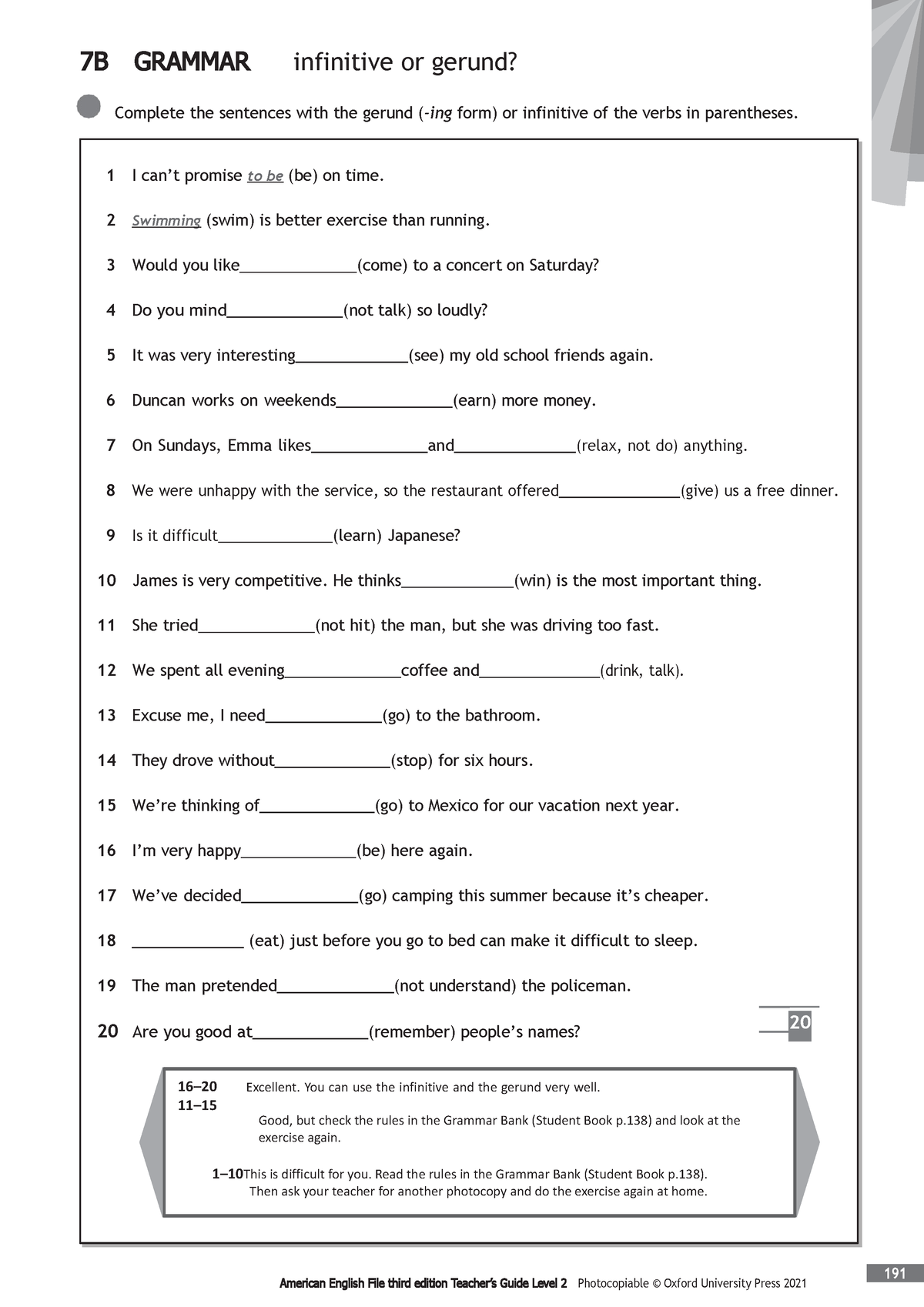 AEF3e Level 2 TG PCM Grammar 7B-1 - 16– 11– Excellent. You can use the ...