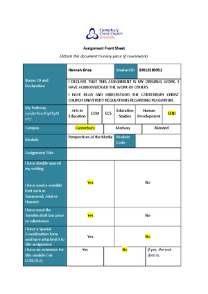 Country assignments - china - Assignment Front Sheet (Attach this ...