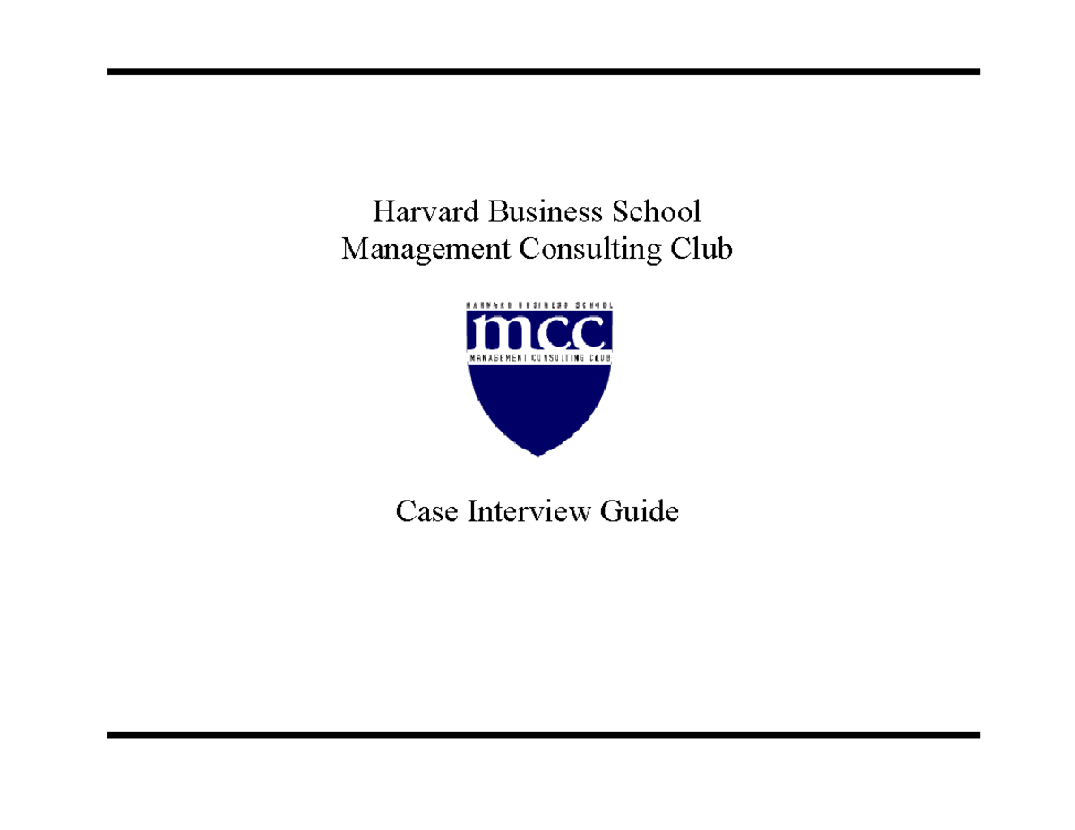 Harvard Business School - Case Interview Guide - Harvard Business ...