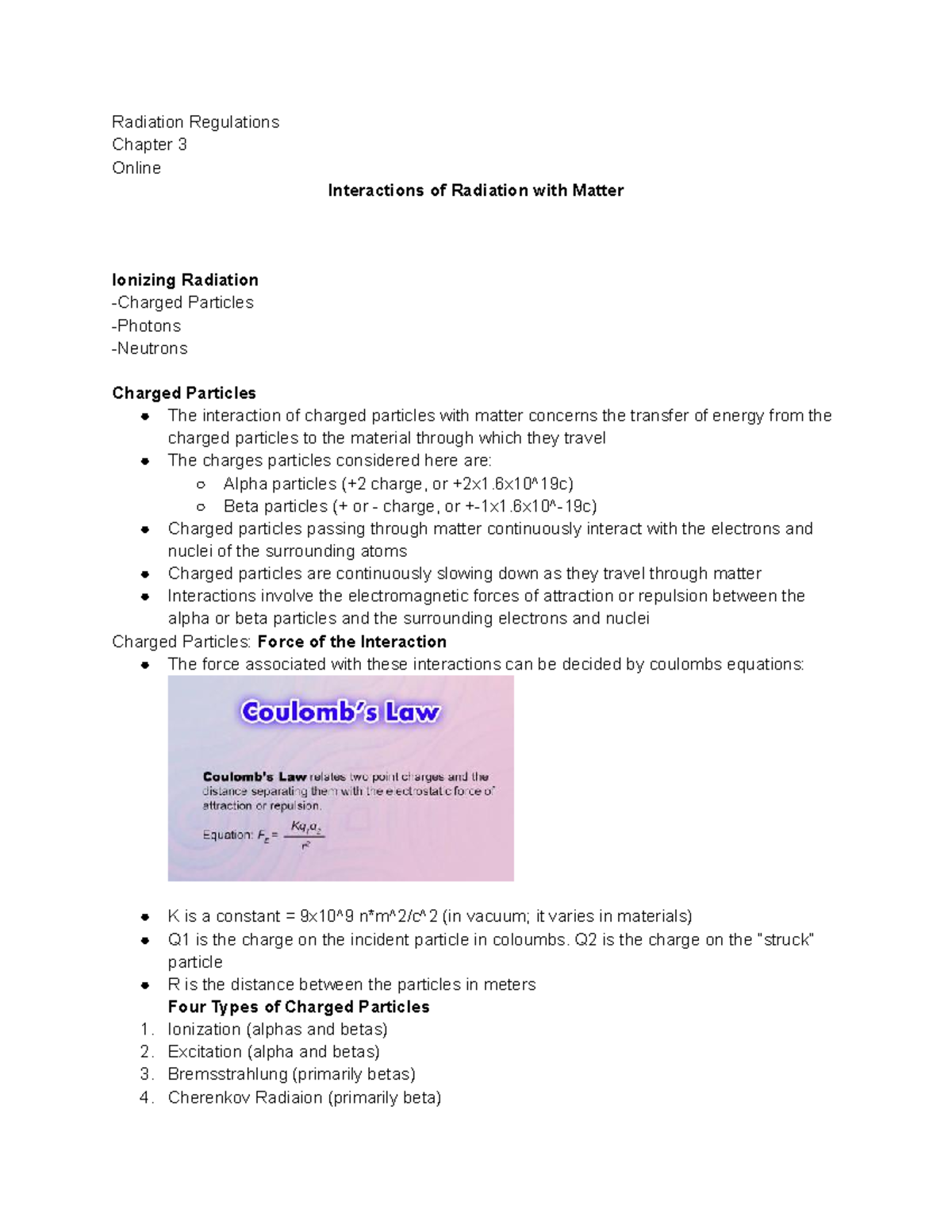 Interactions of Radiation with Matter - Radiation Regulations Chapter 3 ...