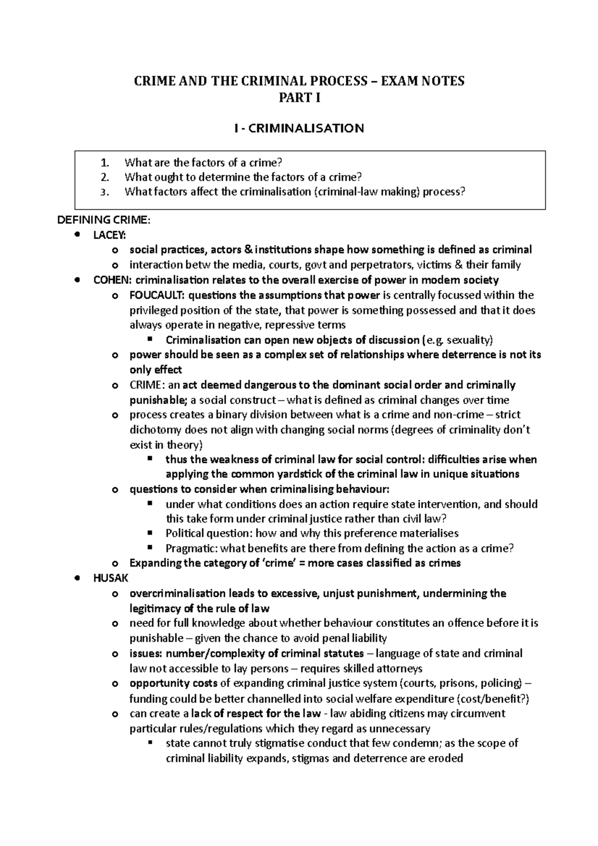 Crime & the Criminal Process - CRIME AND THE CRIMINAL PROCESS – EXAM ...