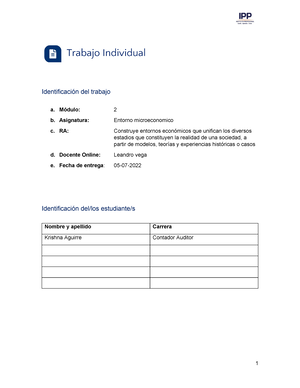 Grupo 5 TG M3 Entorno Microeconómico - Trabajo Grupal O Individual ...