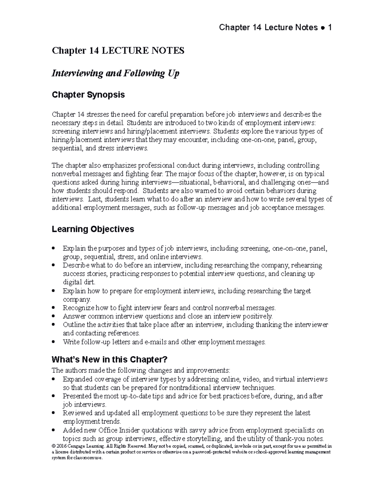 14 - giao tiếp - Chapter 14 LECTURE NOTES Interviewing and Following Up ...