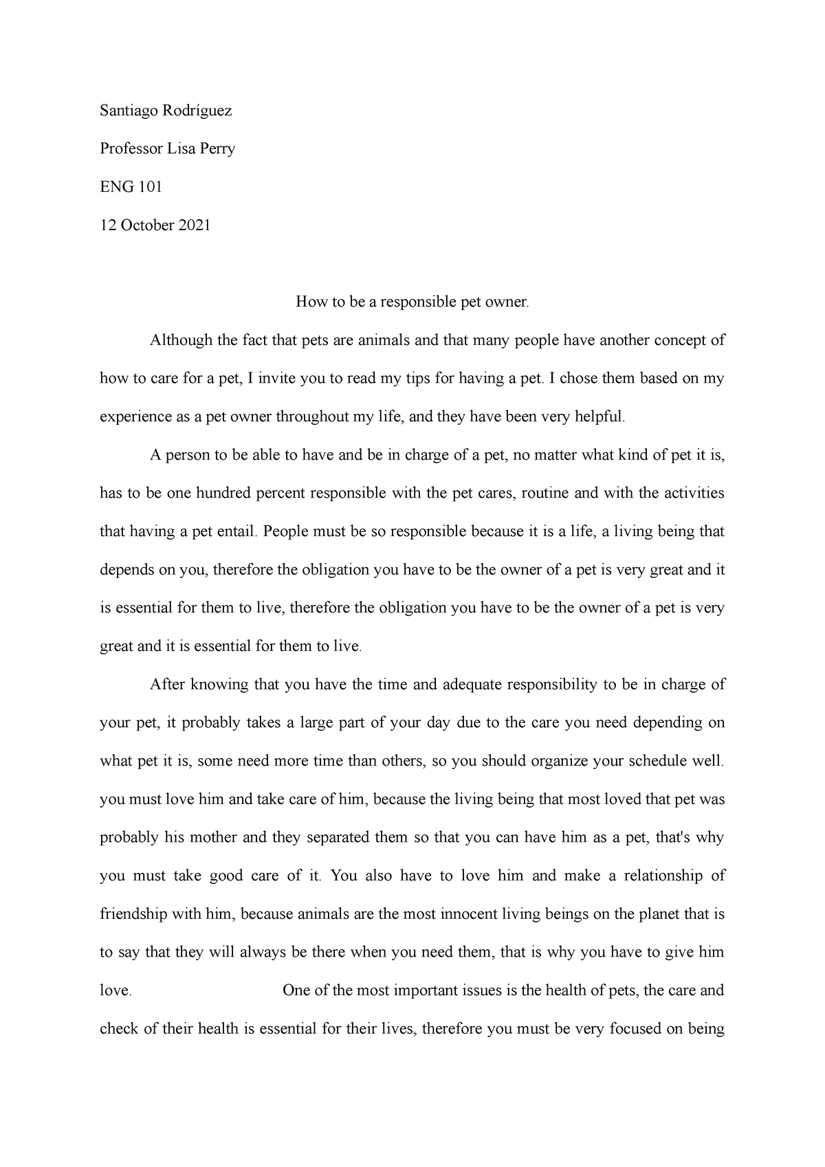 pet owner essay