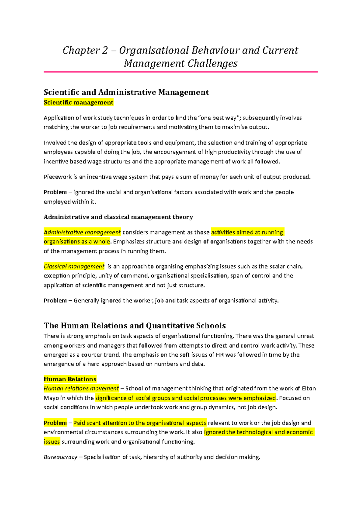 Chapter 2 - Organisational Behaviour And Current Management Challenges ...