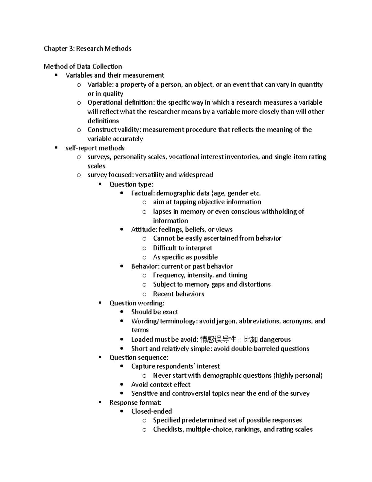 chapter 3 research methods reliability fill in the gaps