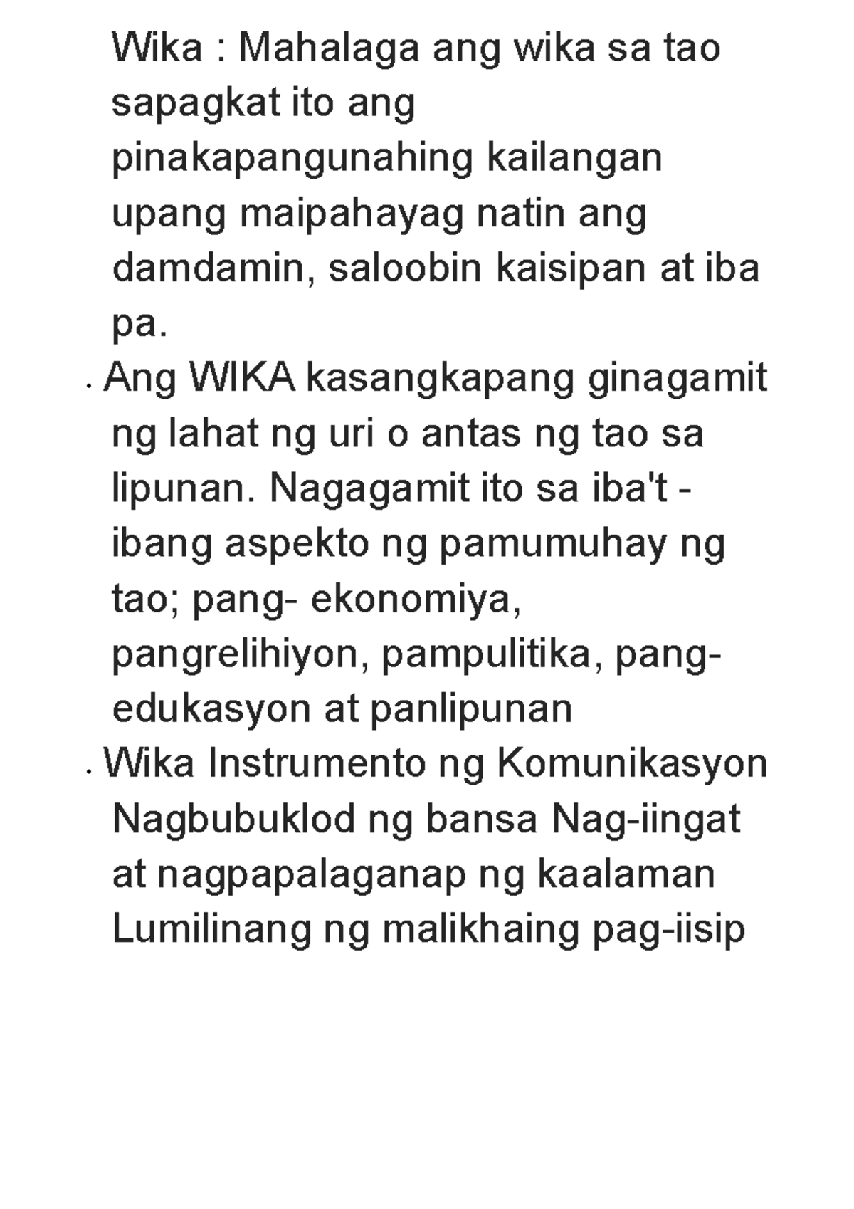 Kulturang Pilipino Wika Mahalaga Ang Wika Sa Tao Sapagkat Ito Ang Pinakapangunahing 4738