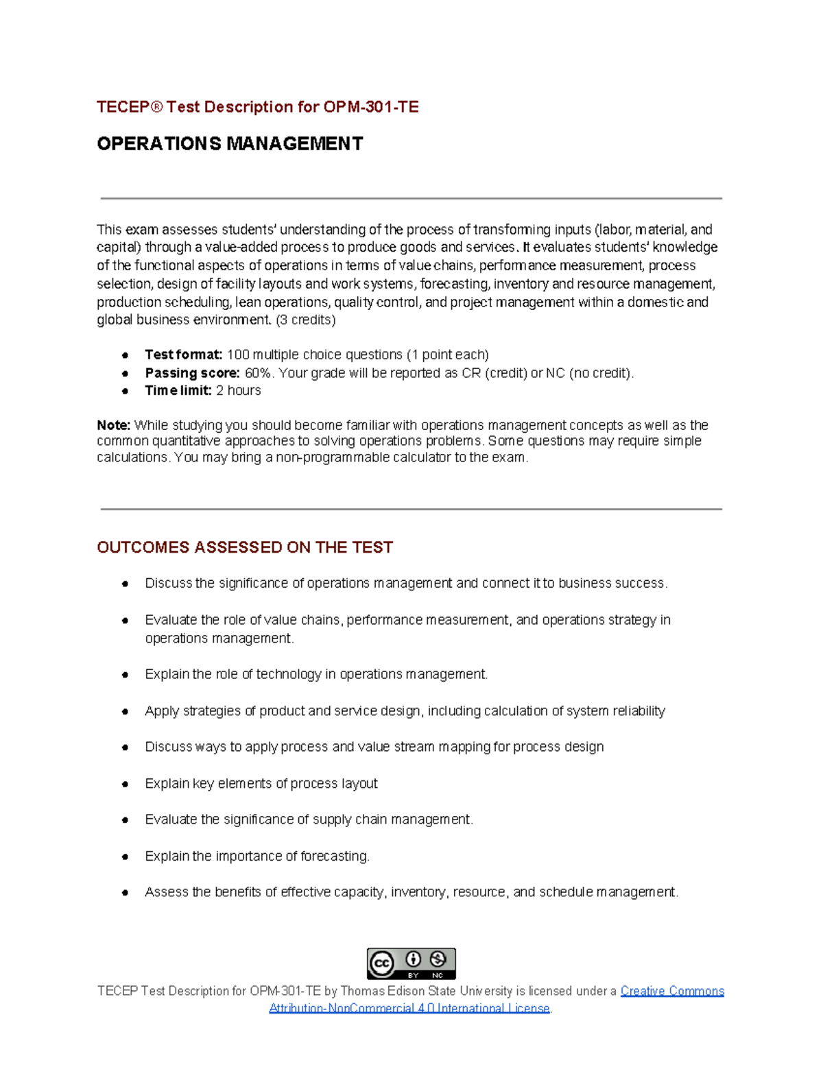 OPM-301 - optional - TECEP® Test Description for OPM-301-TE OPERATIONS ...