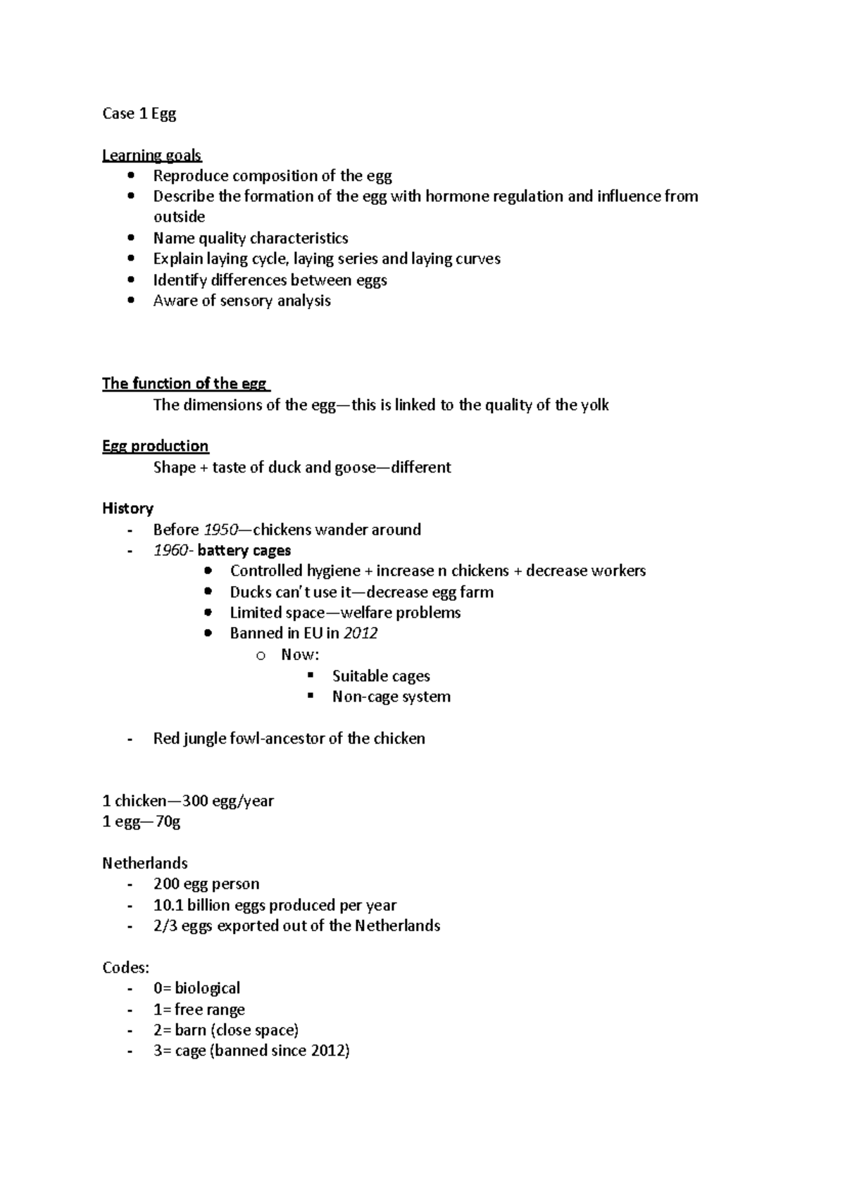 Case 1 Egg Case 1 Egg Learning goals Reproduce composition of the egg