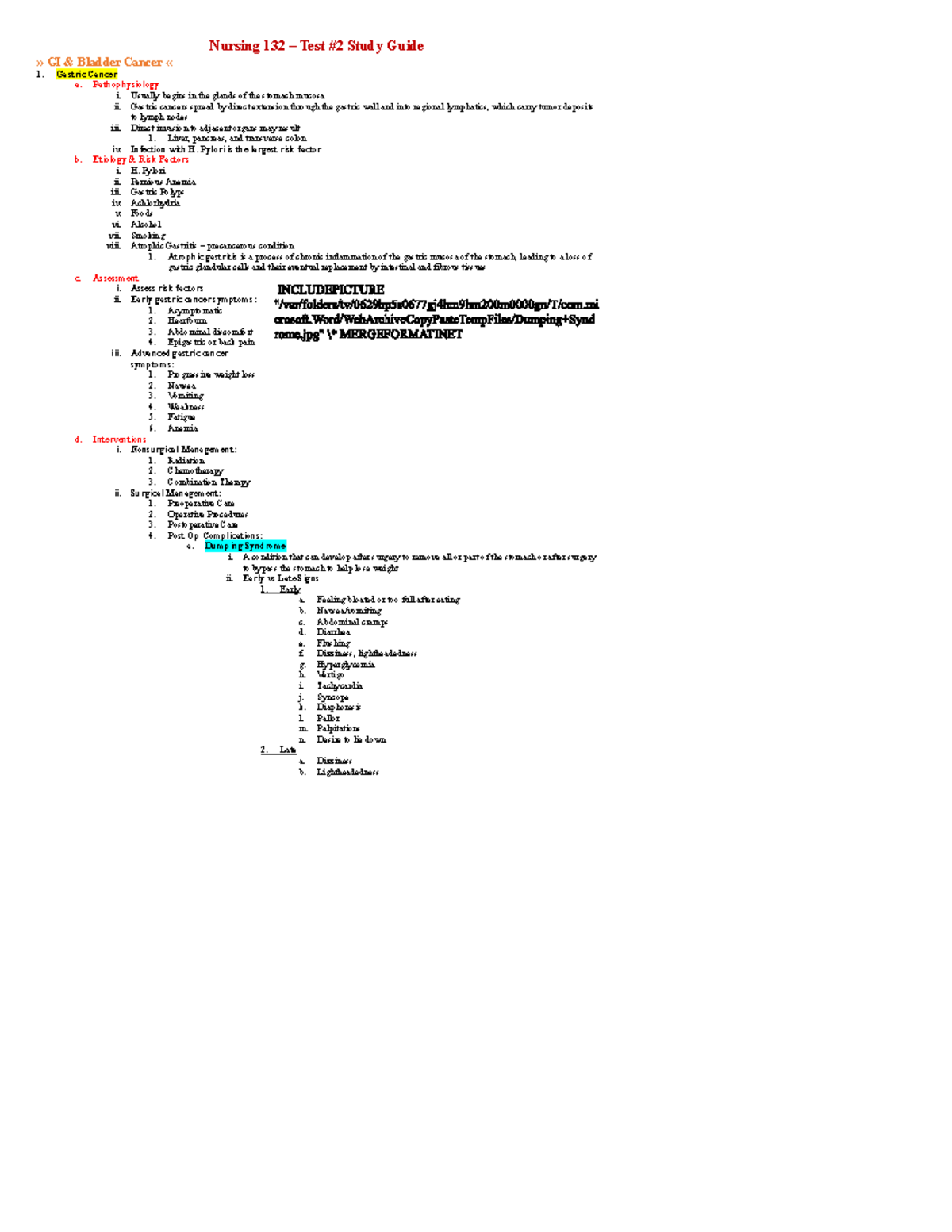 Nursing 231 - Test 2 Lecture notes Study Guide.docx - Google Docs ...