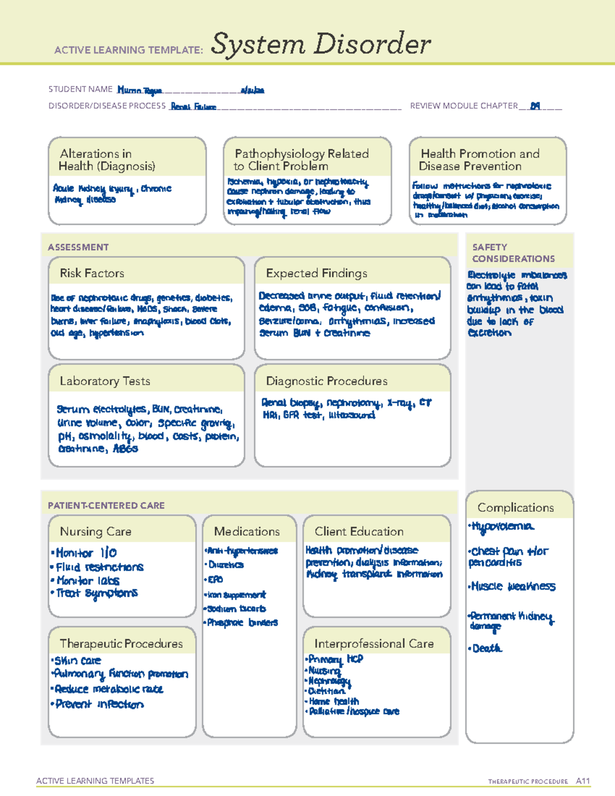 Kidney Disorder - ATI Remediation templates - ####### ACTIVE LEARNING ...