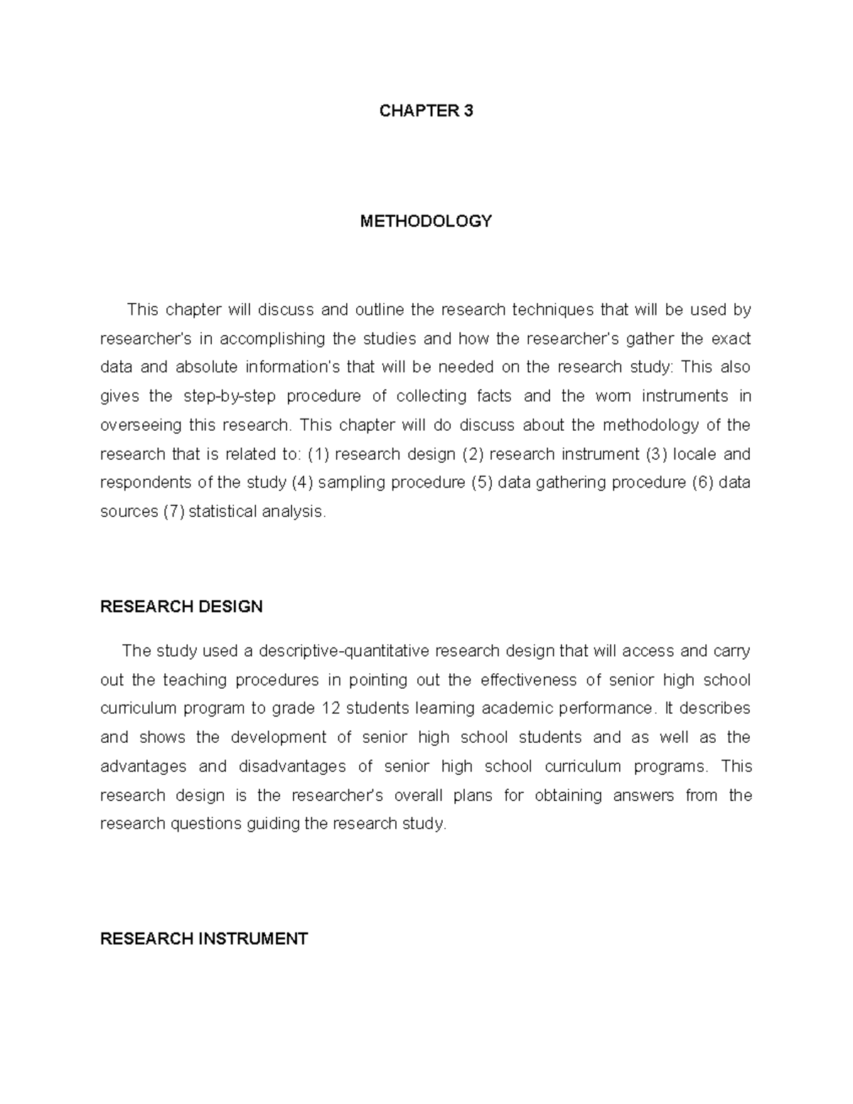 Chapter 3 1 - anaphy - CHAPTER 3 METHODOLOGY This chapter will discuss ...