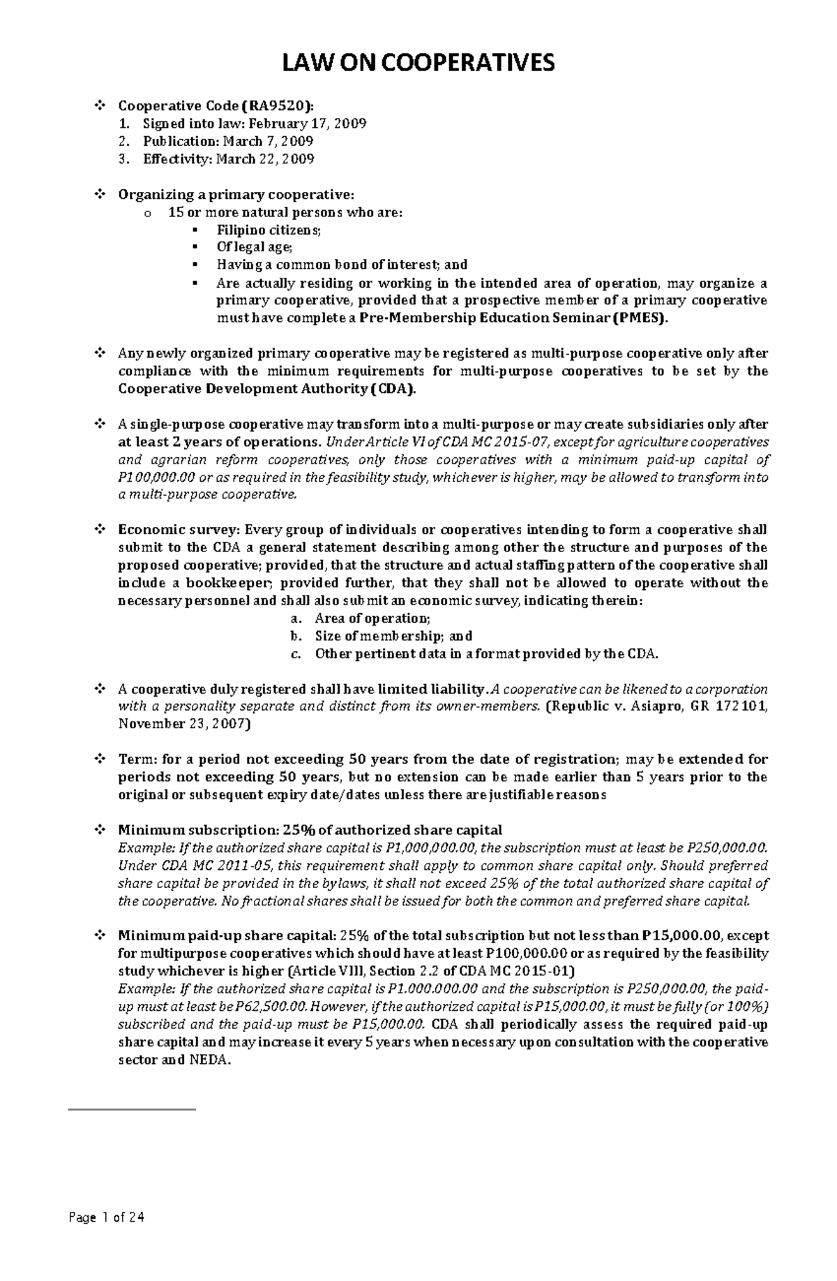 Cooperatives1 law on coop LAW ON COOPERATIVES Cooperative Code