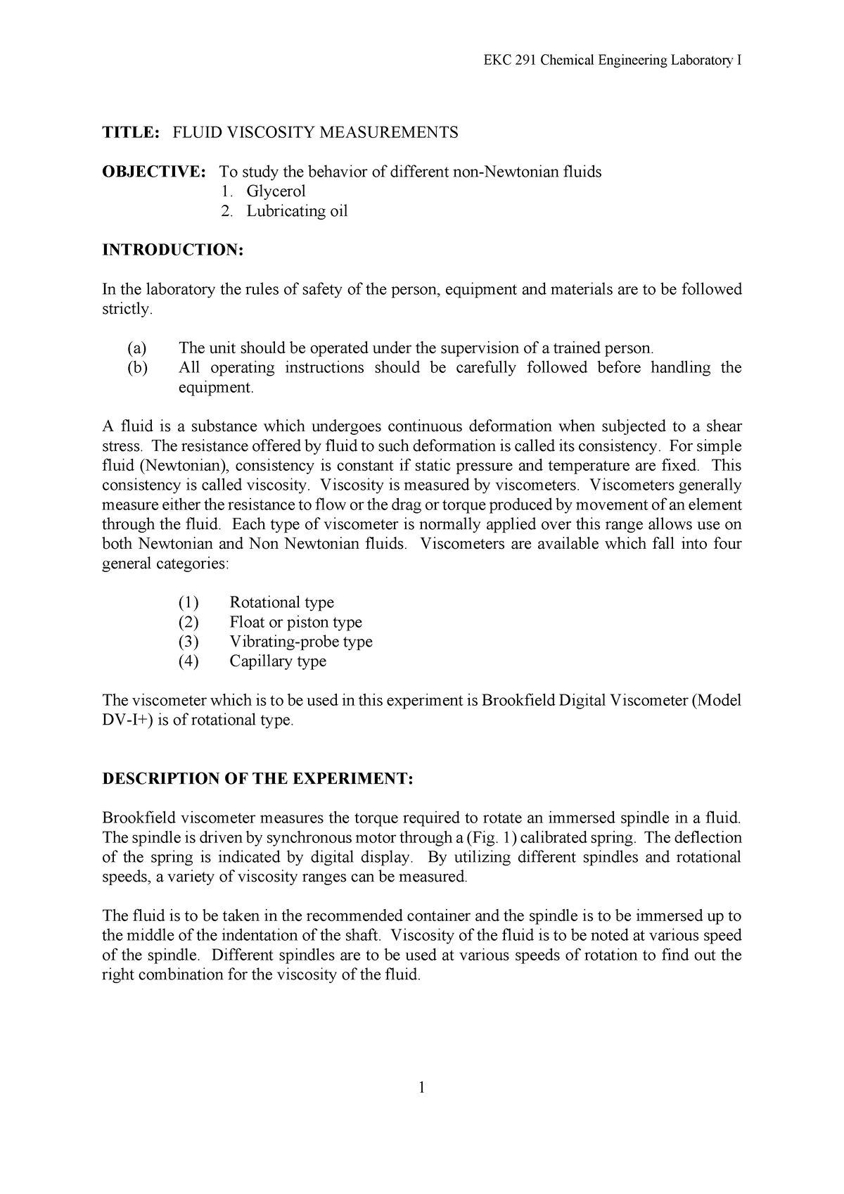 2384312kir98usjja - TITLE: FLUID VISCOSITY MEASUREMENTS OBJECTIVE: To ...