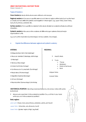 RBM1200 Limb Anatomy Lab with Diagram - RBM1200 Anatomy of the Limbs ...