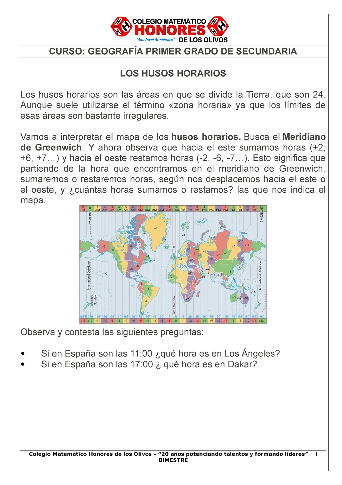 Husos Horarios (1° SEC) - CURSO: GEOGRAFÍA PRIMER GRADO DE SECUNDARIA ...