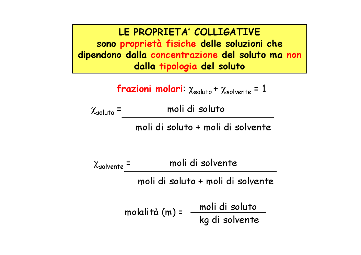 Proprietà Colligative Le Proprieta Colligative Sono Proprietà