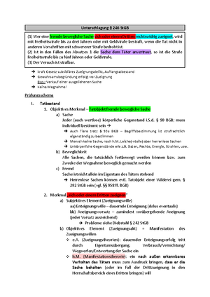 § 242 Schema - Diebstahl, Grobüberblick - Bei Diebstahlsdelikten Immer ...