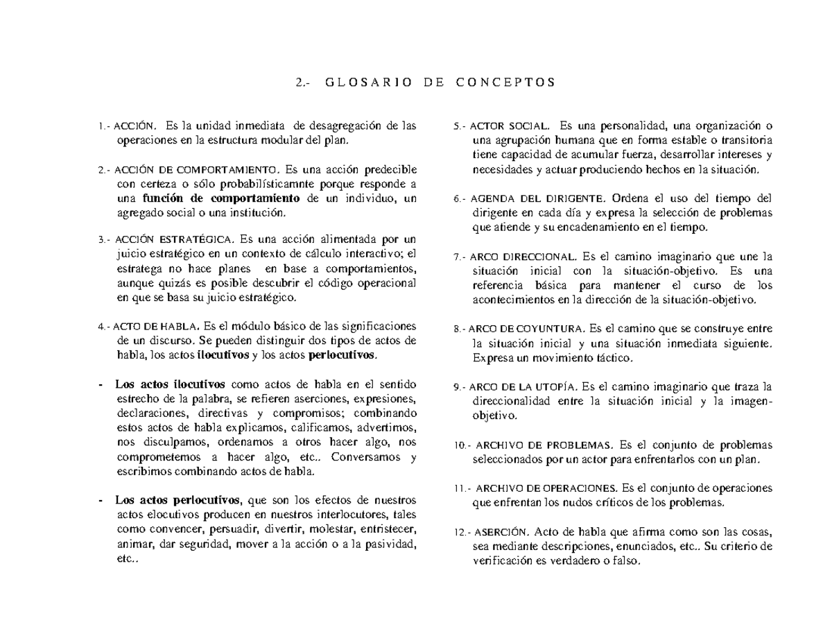 Glosario de Conceptos - PLANIFICACION - 2.- G L O S A R I O D E C O N C