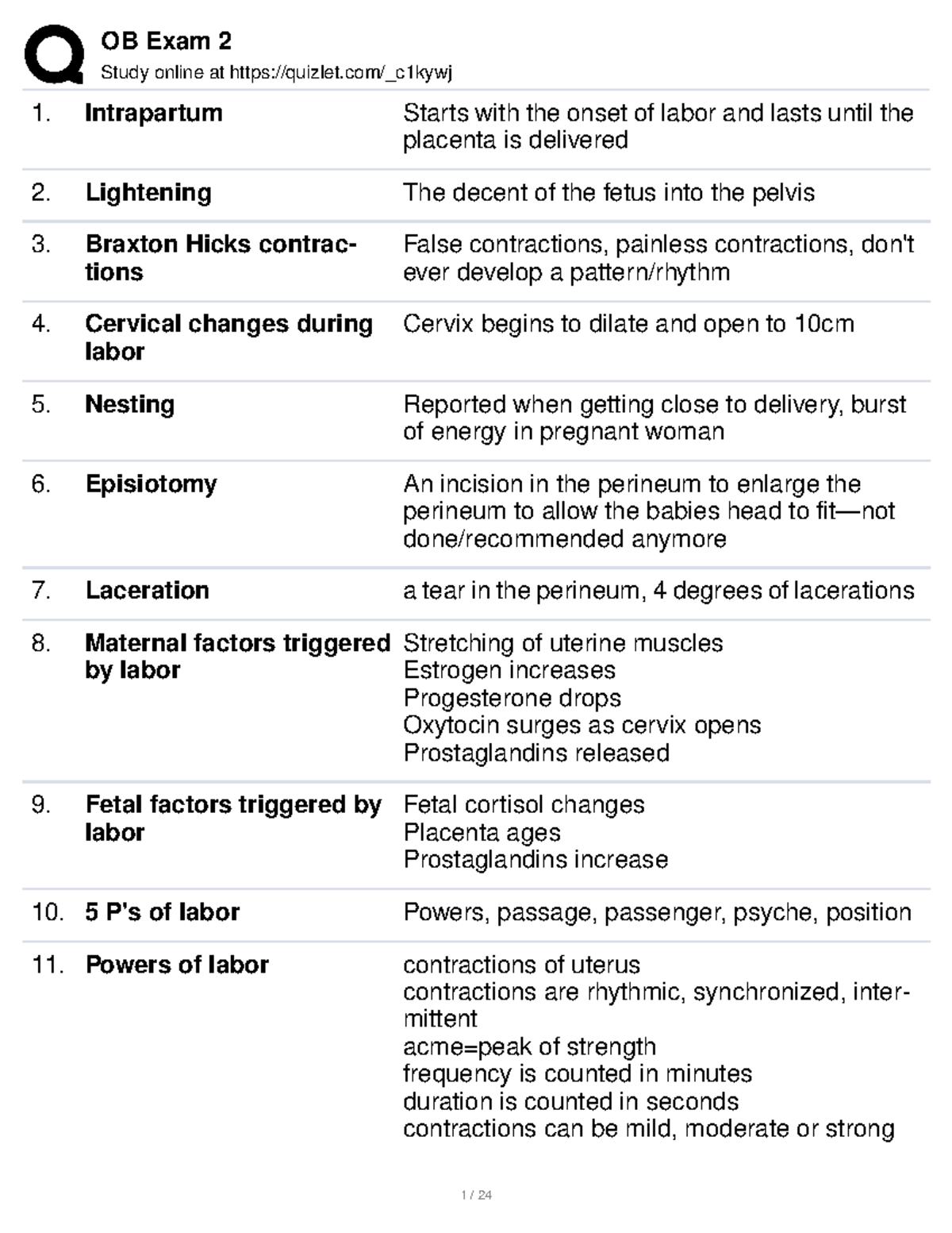 OB Exam 2 Study Guide - Study Online At Quizlet/_c1kywj Intrapartum ...