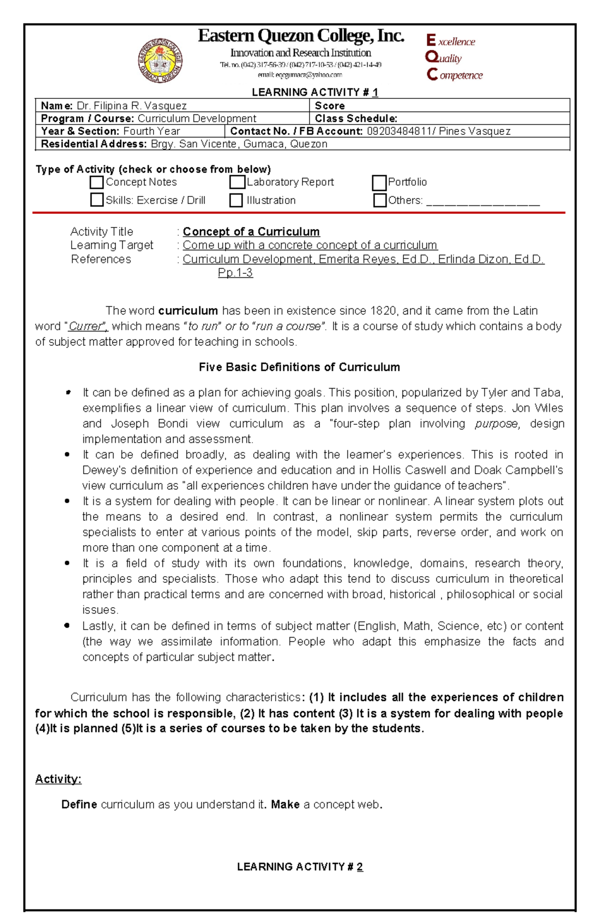 Prelim LAS 1 6 - this will help future educator aspirant as a resources ...