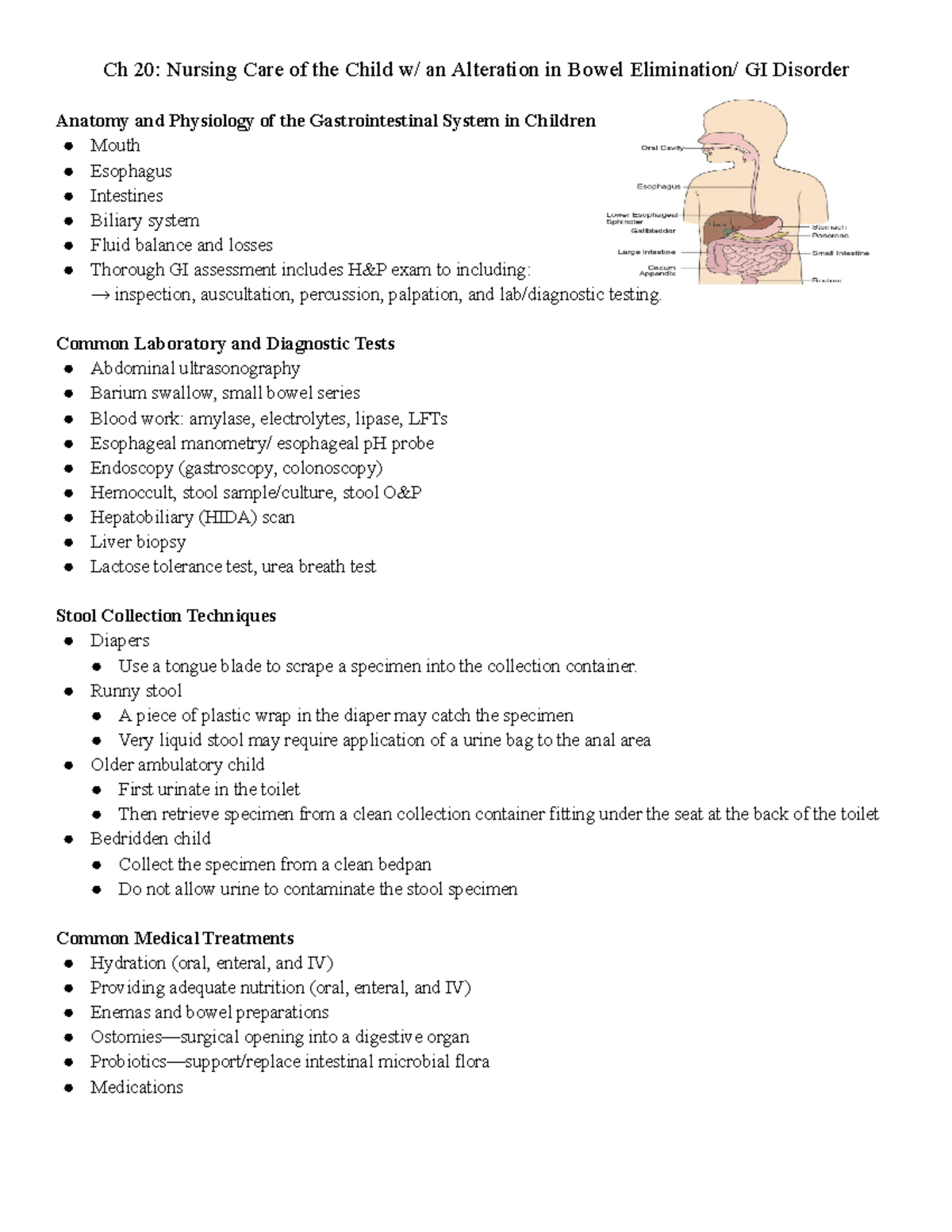 PEDS Ch 20 - study notes - Ch 20: Nursing Care of the Child w/ an ...