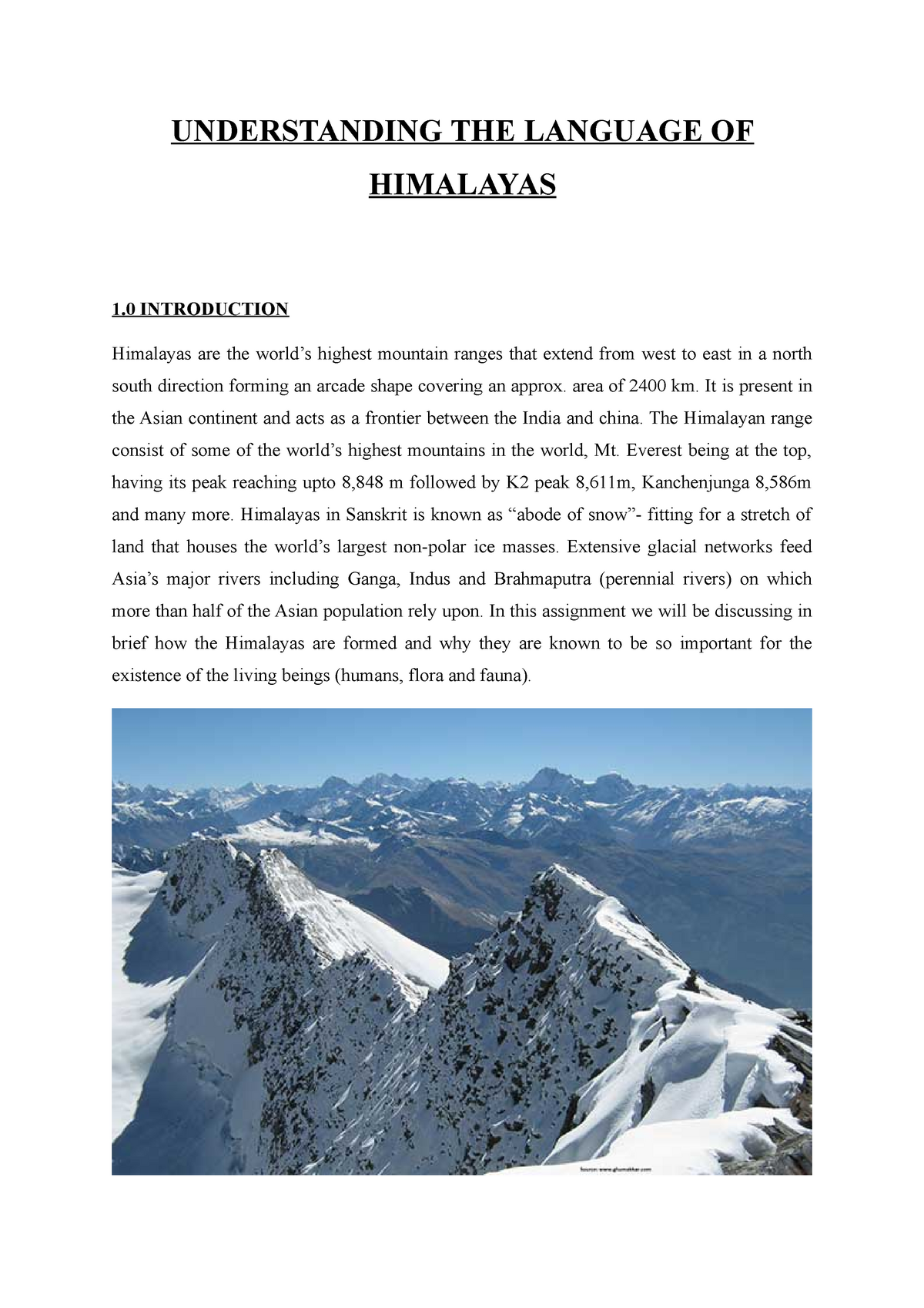 Write A Short Note On Formation Of Himalaya