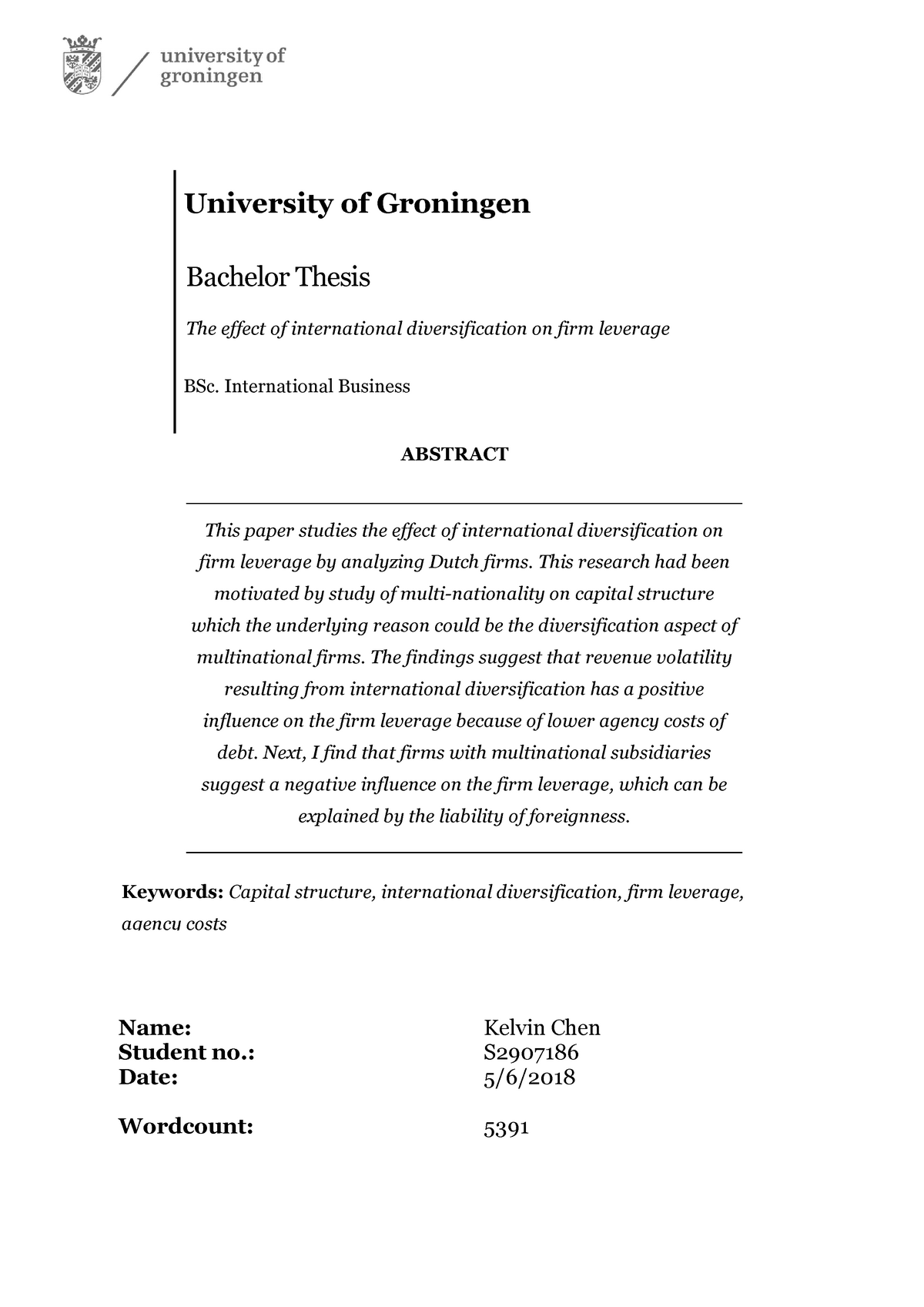university of groningen bachelor thesis