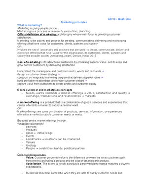 Marketing Principles - notes - Marketing Principles WEEK 1 CHAPTER 1 ...