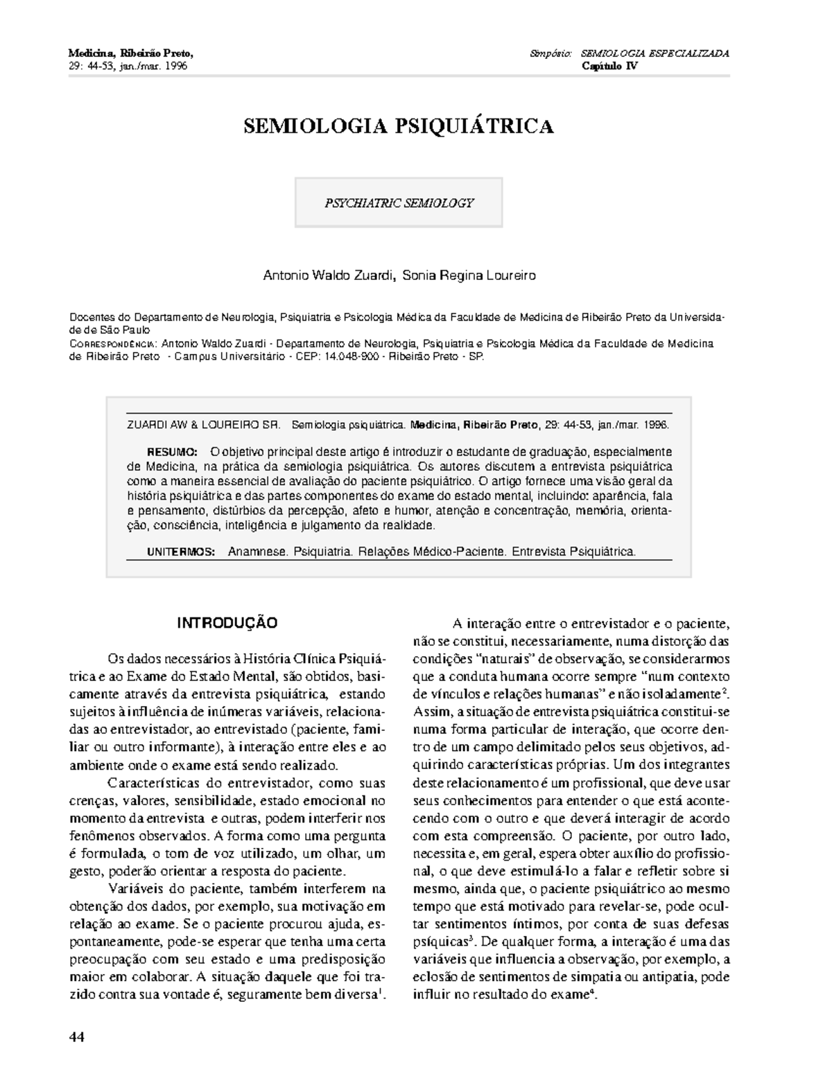 Semiologia Psiquiátrica - SEMIOLOGIA PSIQUI¡TRICA PSYCHIATRIC SEMIOLOGY ...