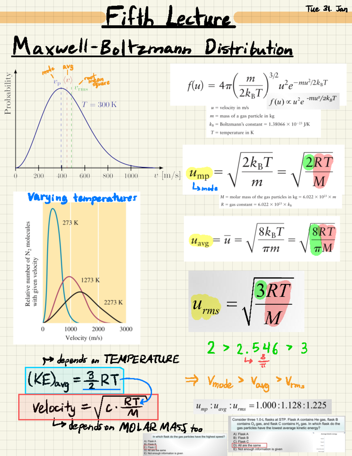 Gen Chem II (UN1404) Gases and Liquids Fifth Lecture The 31 Jan