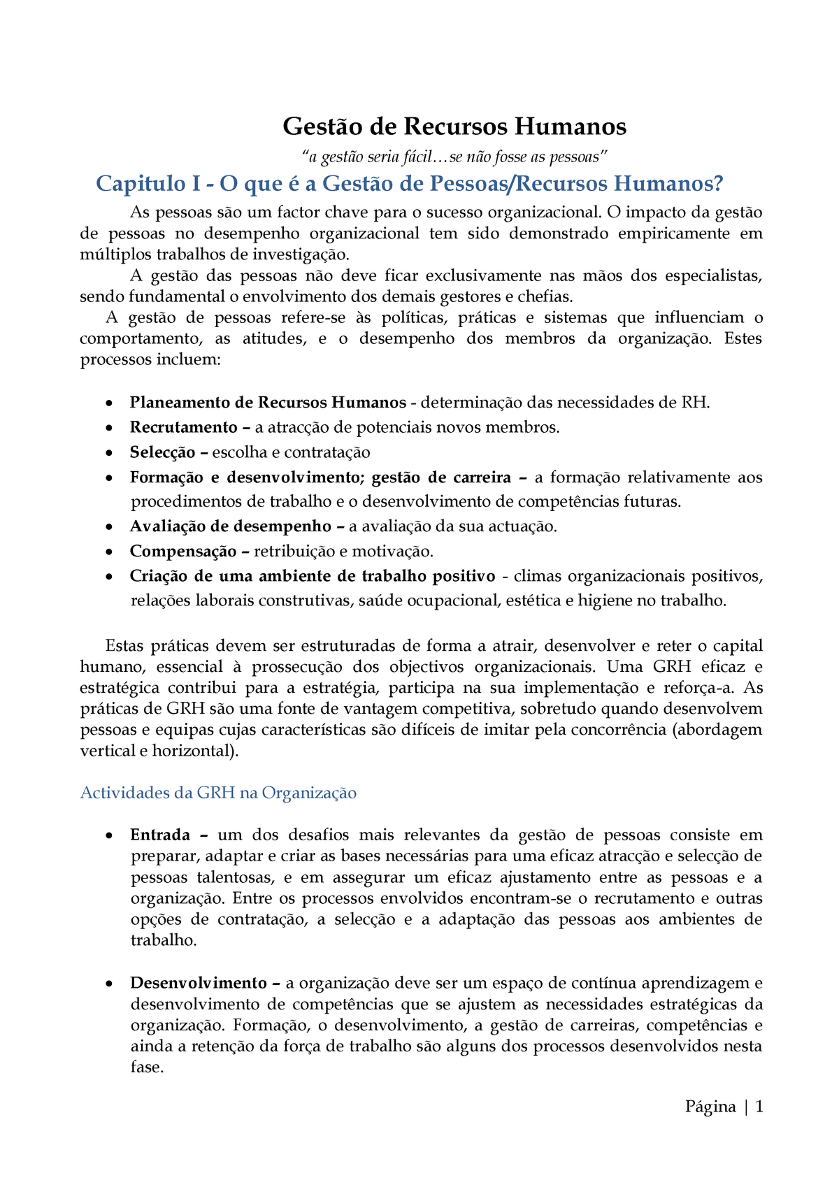 Resumos De Gestão De Recursos Humanos Gestão De Recursos Humanos “a Gestão Seria Fácil Não 2985