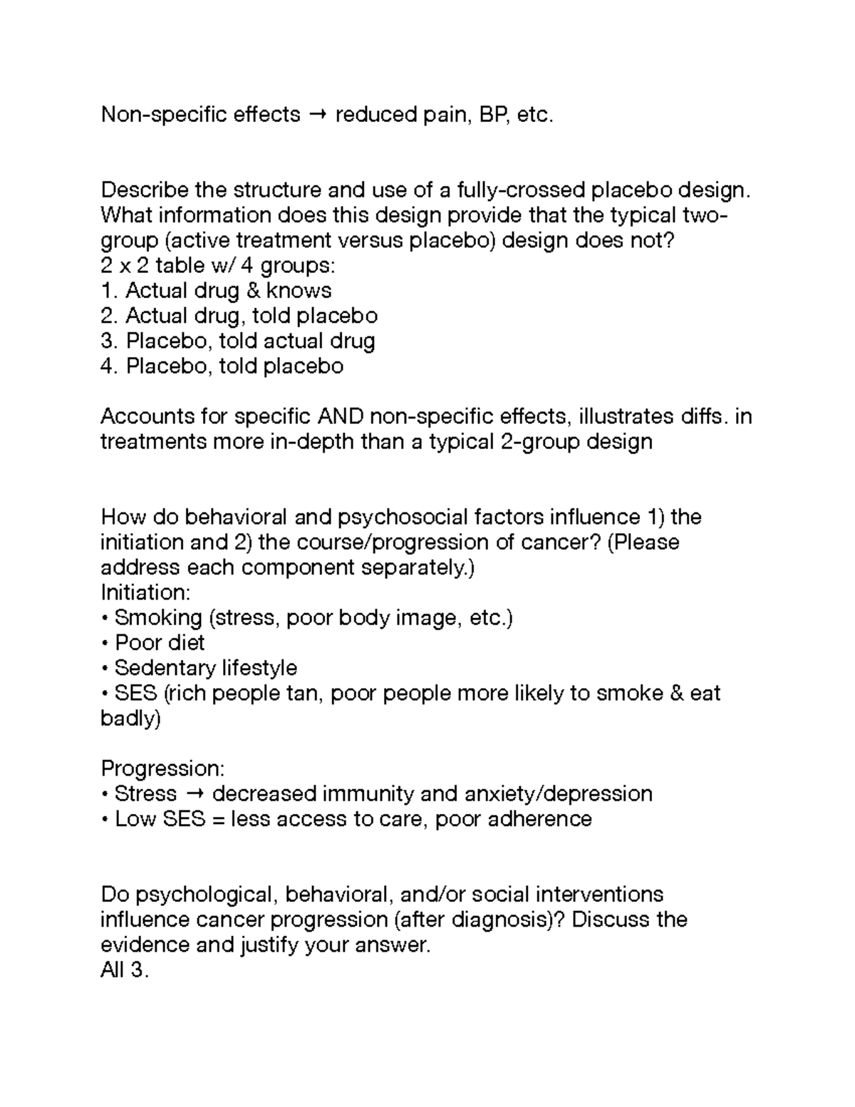 bbh101-final-exam-16-non-specific-effects-reduced-pain-bp-etc