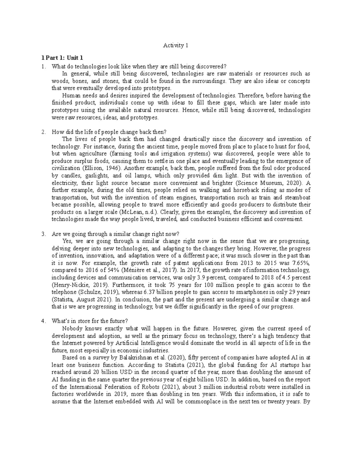 GIT, Activity 1 - Activity 1 1 Part 1: Unit 1 What do technologies look ...