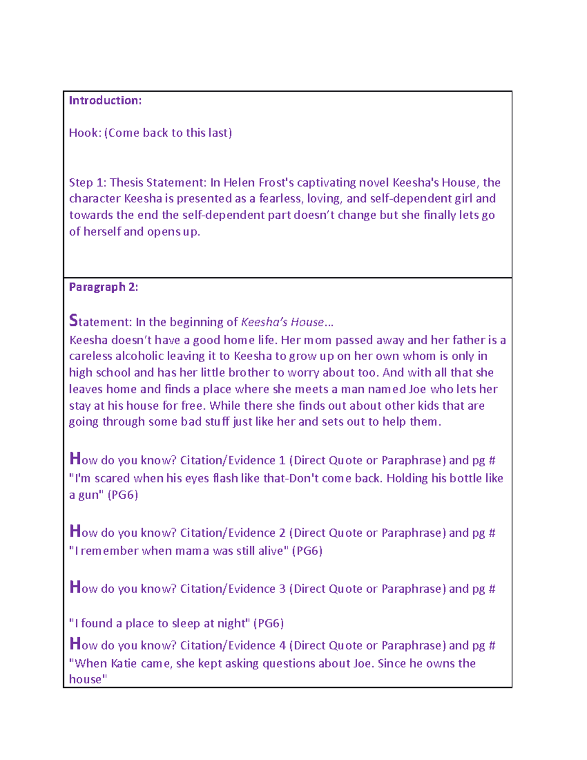 KH Prewriting-Outline-1 - Introduction: Hook: (Come back to this last ...