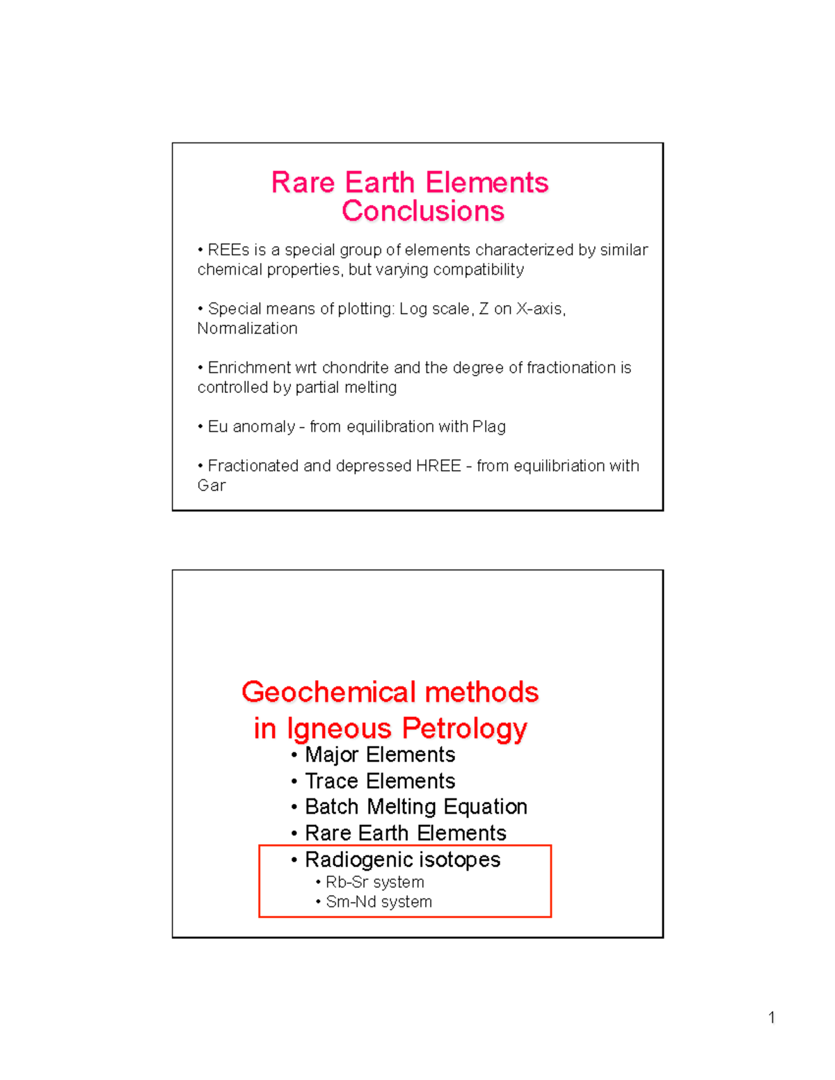 L15 Isotopes - Lecture notes 15 - Rare Earth Elements Conclusions REEs ...
