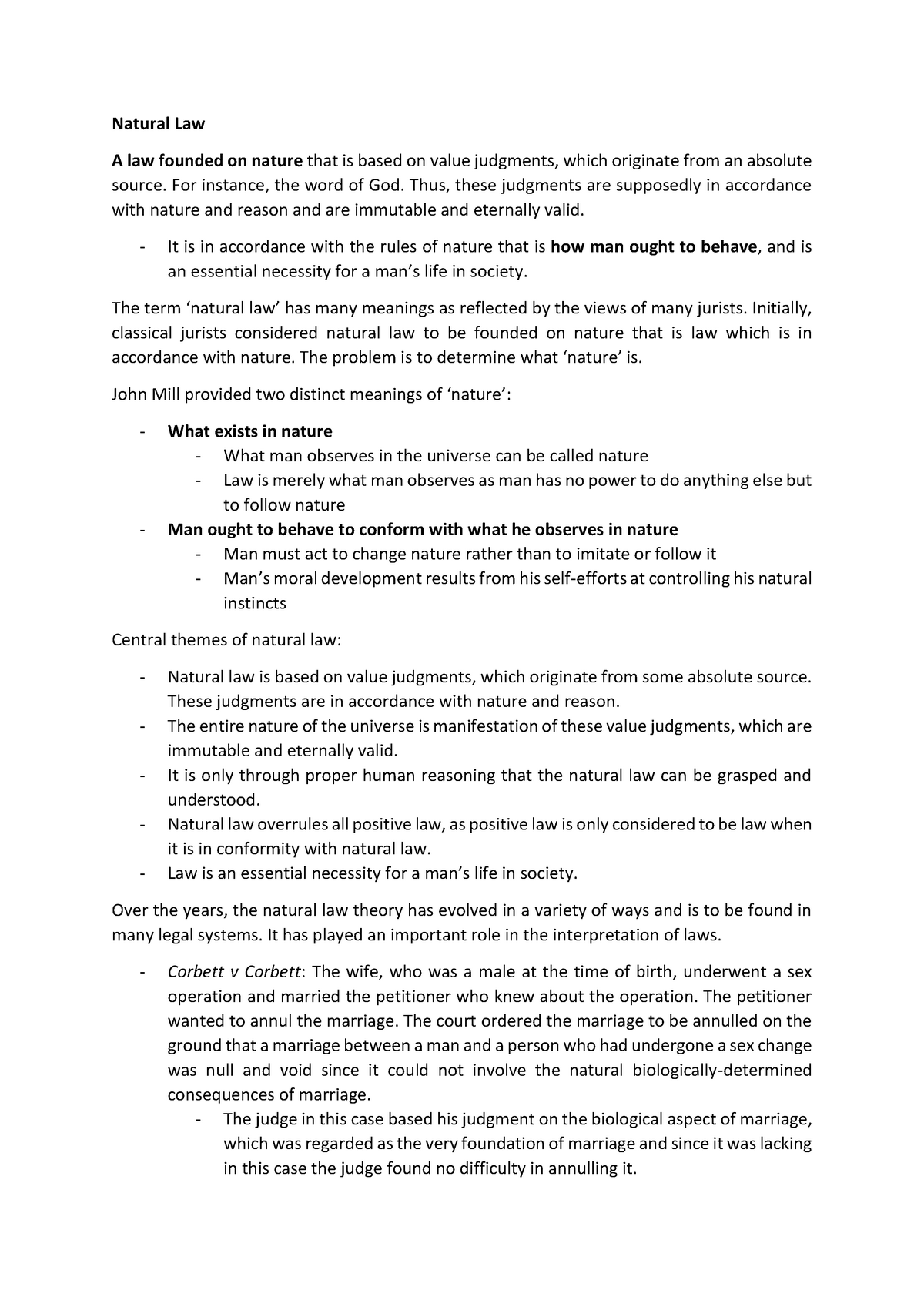 Natural Law - Lecture Notes 2-4 - Natural Law A Law Founded On Nature ...