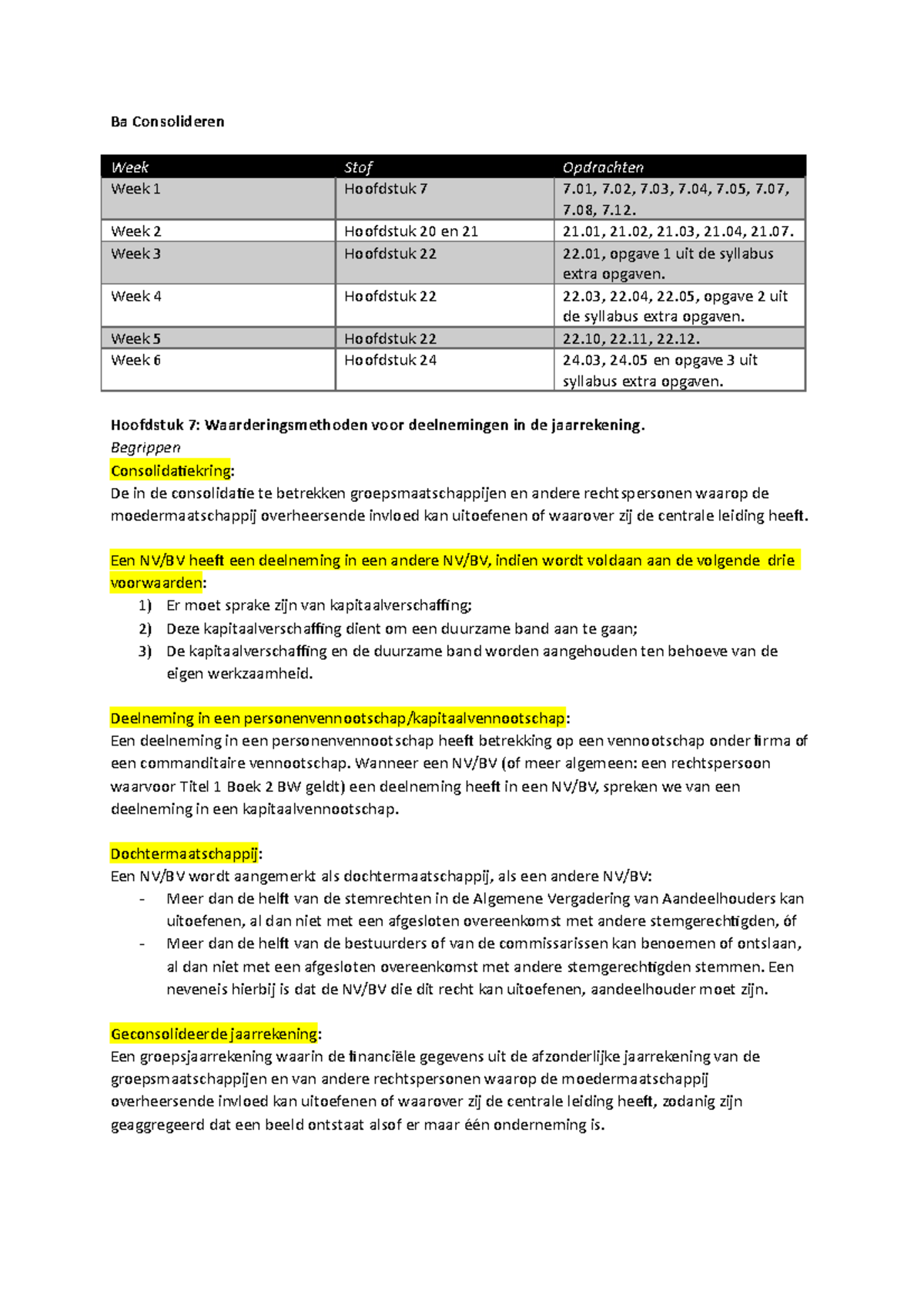 Begrippen Lijst Etc - Ba Consolideren Week Stof Opdrachten Week 1 ...