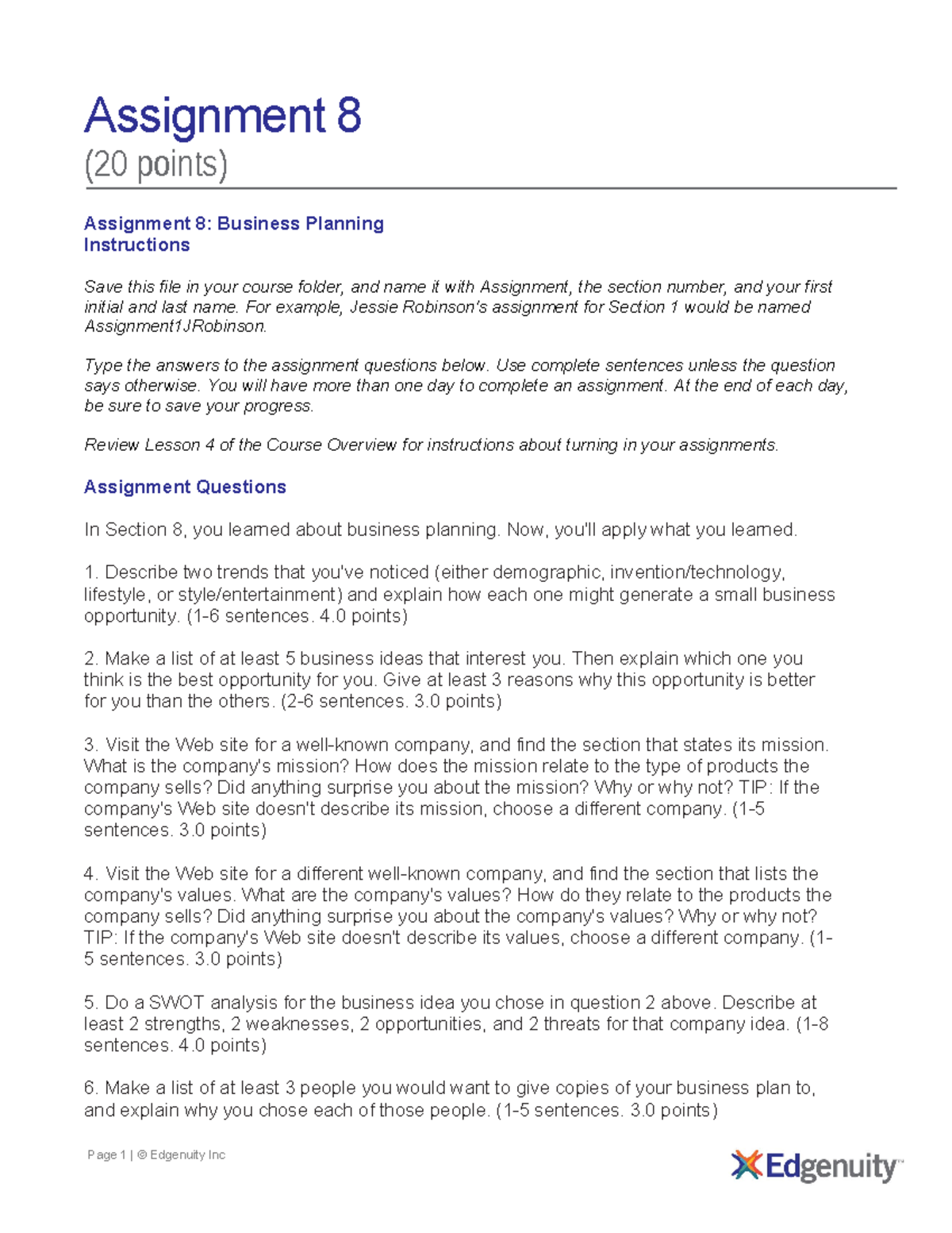 Assignment 8 - EL5732 - iohipjk - Page 1 | © Edgenuity Inc Assignment 8 ...
