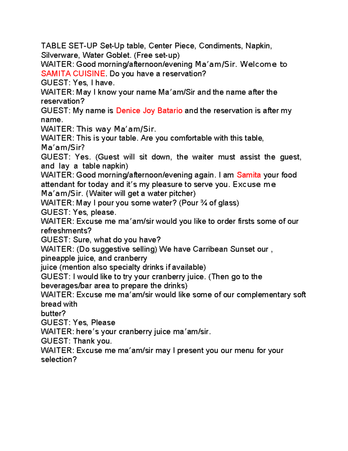 Table SET - TABLE SET-UP Set-Up table, Center Piece, Condiments, Napkin ...