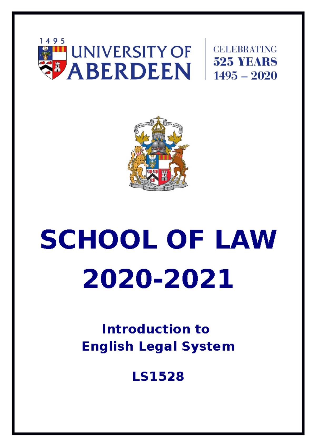 LS1528 Course Handout 2020-2021 - SCHOOL OF LAW 2020- Introduction To ...