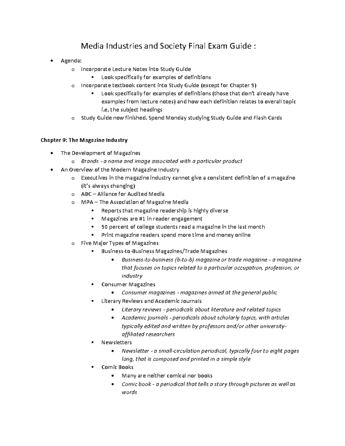 Final Study Guide COMM 130 - Warning: TT: undefined function: 32 ...