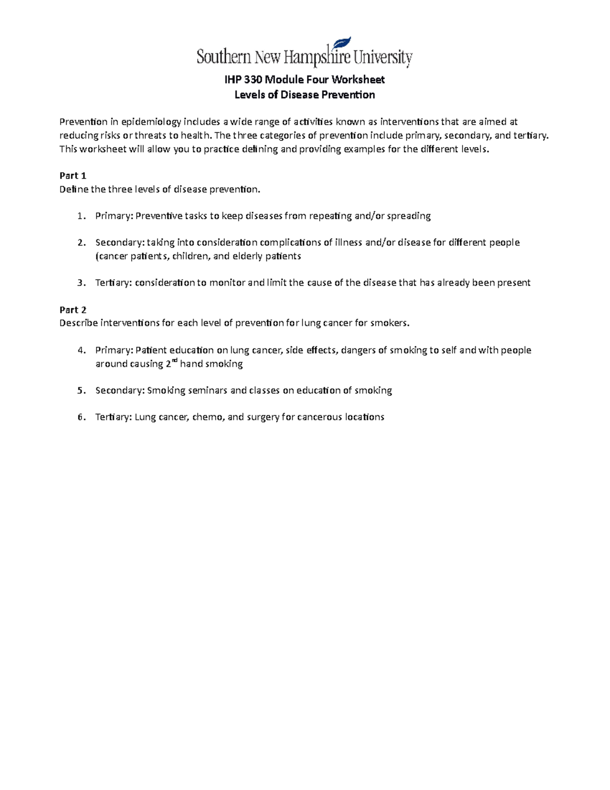 IHP 330 Module Four Worksheet IHP 330 Module Four Worksheet Levels of IHP 330 Module Four Worksheet IHP 330 Module Four Worksheet Levels of