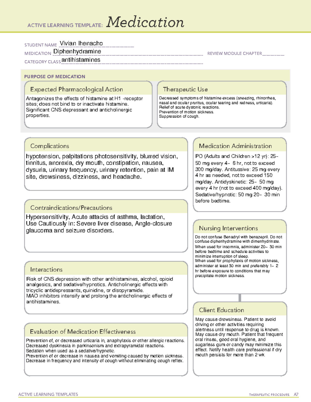 Diphenhydramine - learning template - ACTIVE LEARNING TEMPLATES ...