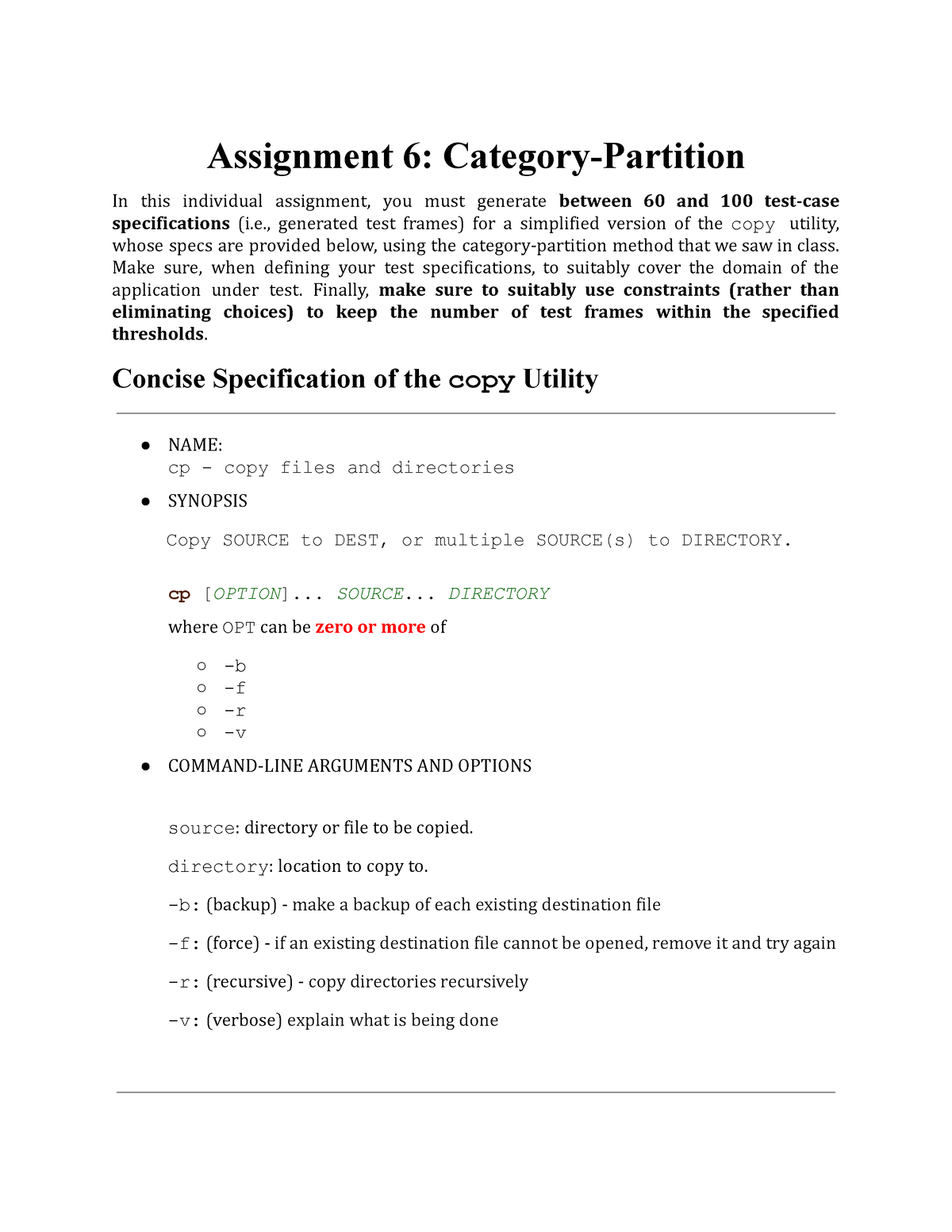 assignment 6 category partition github